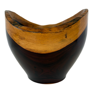 Hand-Turned Cocobolo and Natural Wood Vessel – 8.5”