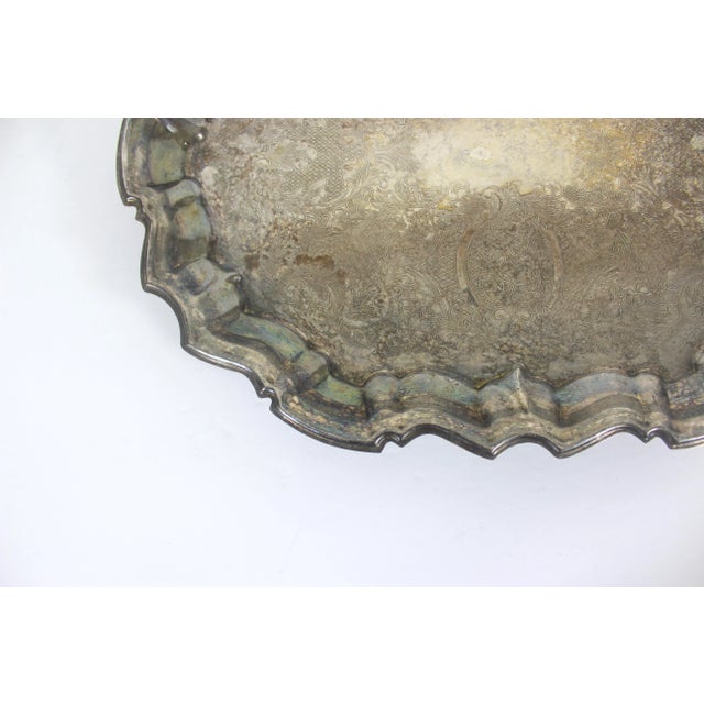 Vintage Silver Plated Footed Serving Platter Tray With Feet For Sale - Image 6 of 10