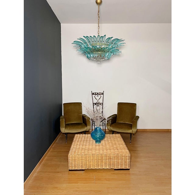 Vintage Murano Chandelier with 82 Turquoise Glasses, 1990s For Sale - Image 10 of 18