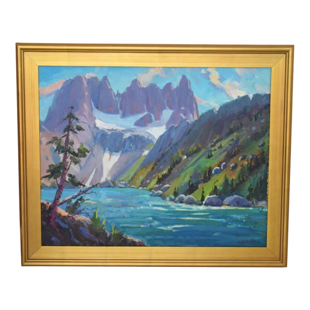 Silvio Silvestri, Listed Artist Minarets Mammoth Lake California Oil Painting Including the Antiqued Gold Wood Frame For Sale