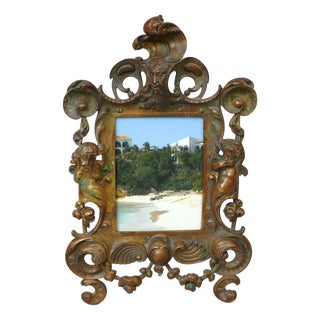 Neo-Baroque Picture Frame with Neptune, Putti and Shells, Bronze, Germany, 1890s For Sale