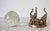 Vintage Brass Elephant Trio Base W/ Bubble Art Glass Sphere For Sale - Image 4 of 10