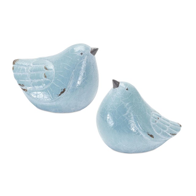Add a charming touch of rustic nature to your home with this Set of Cracked Terra Cotta Bird Figurines. Designed in...