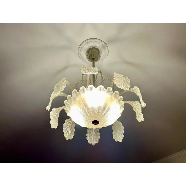 Art Deco Murano Glass Chandelier, 1940s For Sale - Image 9 of 10