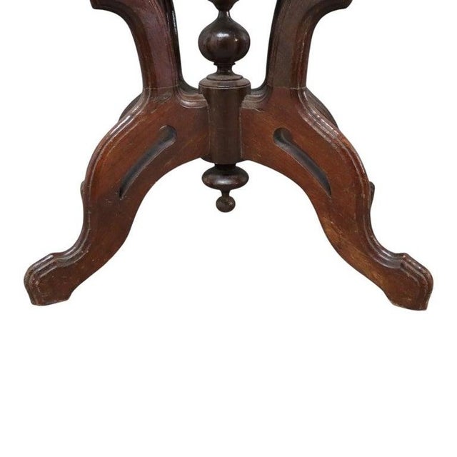 Antique Eastlake Carved Walnut Oval Marble Top Table Unsigned C1890 For Sale - Image 4 of 10