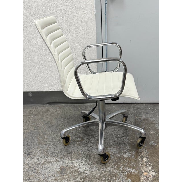 Crate & Barrel Ripple Ivory Bicast Leather Office Chair For Sale In San Francisco - Image 6 of 12