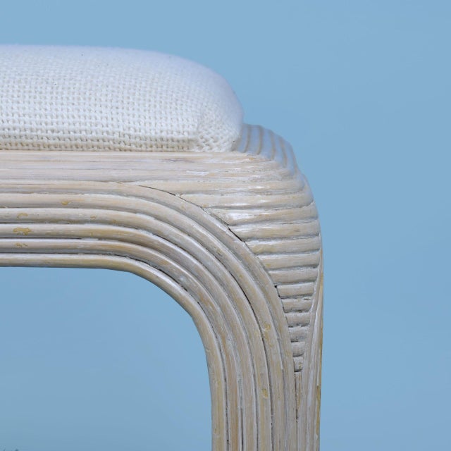 Coastal Blonde Pencil Reed Stool For Sale - Image 3 of 4