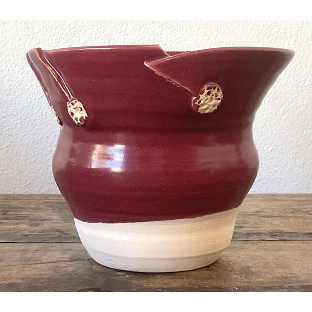 Vintage Original Studio Pottery Pleated Vase For Sale - Image 9 of 12
