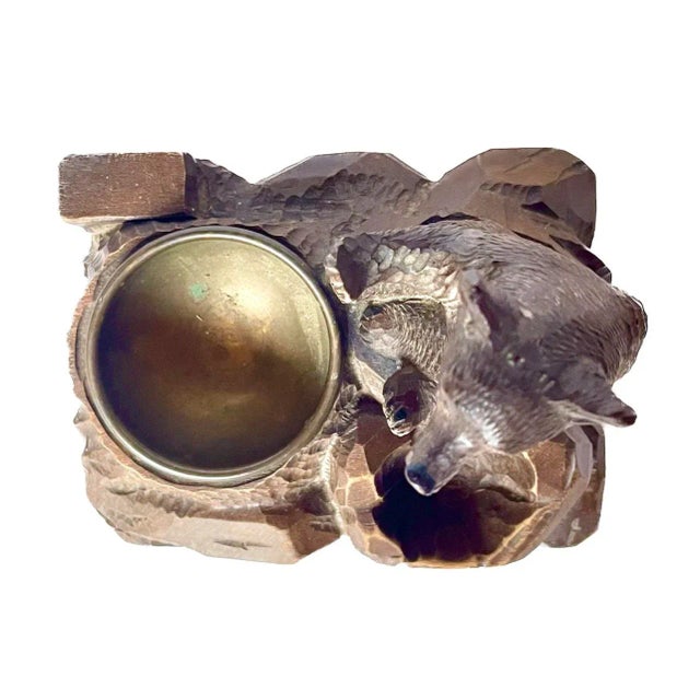 19th Century Antique Black Forest Carved Bear Inkwell For Sale - Image 5 of 8