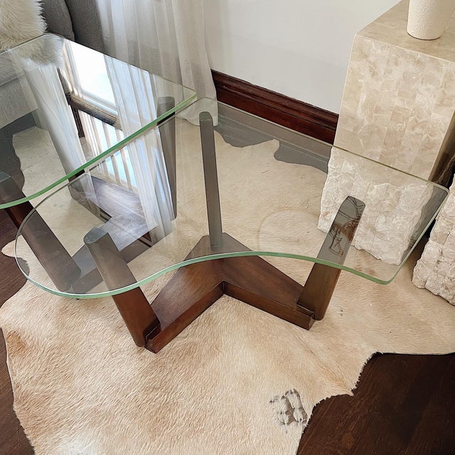 Paul Laszlo Custom Glass and Wood Side Tables Set of 2 Chairish
