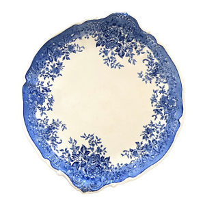 Vintage Villeroy & Boch Fides Blue & White Porcelain Platter Saar Economic Union Era (1947-1956). Mettlach France Marked