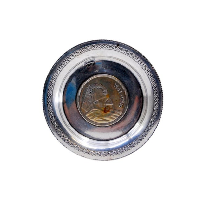 Metal Silver Ring with Surrounding Strips and Sphinx Coin For Sale - Image 7 of 7