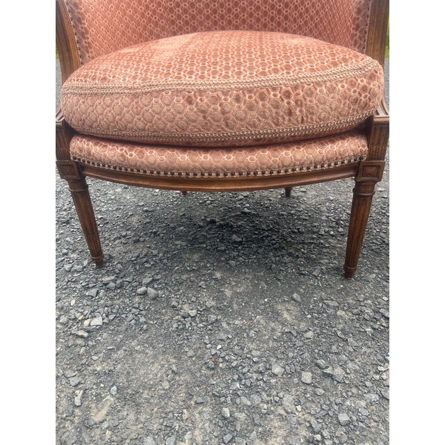 Michael Taylor Pair Vintage Michael Taylor Designs French Louis XVI Style Barrel Back Armchairs For Sale - Image 4 of 14