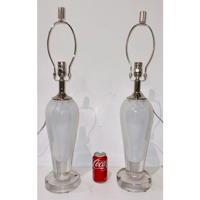 Currey & Company Currey & Co. Modern Opalescent Glass Table Lamps Pair Prototypes For Sale - Image 4 of 5