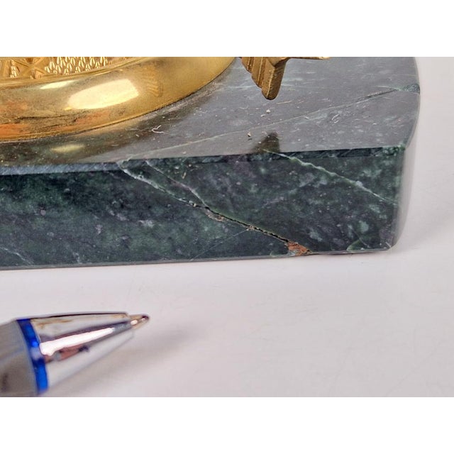 Metal Nautical Brass & Marble Sundial Bookends, Set of 2 For Sale - Image 7 of 9