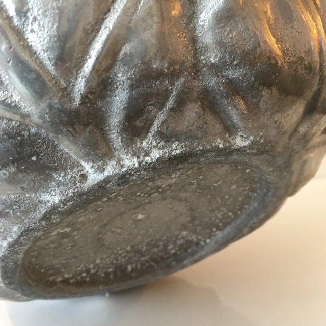 Silver Silver Textured Metal Leaf Bowl For Sale - Image 8 of 10