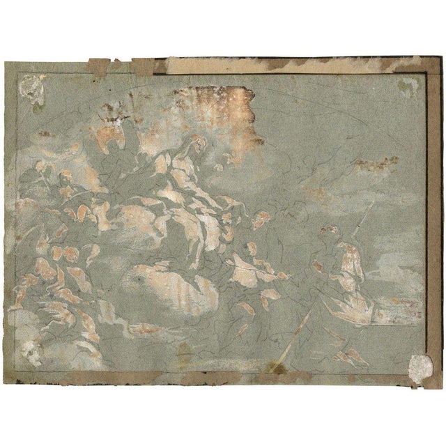 Rock Cave Dwellings with Spearsmen, Early 19th Century, Grisaille Wash Drawing For Sale - Image 5 of 7
