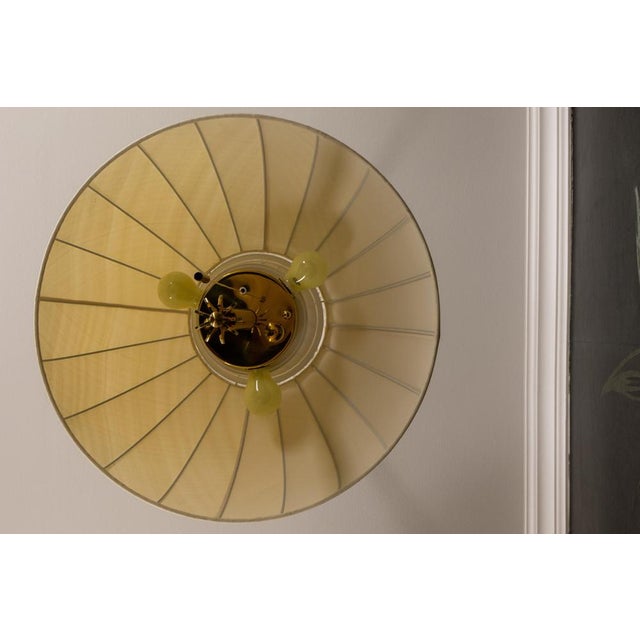 Large Brass and Fabric Lampshade Five-Light Adjustable Height Pendant Lamp, 1980s For Sale - Image 6 of 18