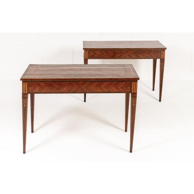 Italian Kingwood and Walnut Console Tables, 18th Century, Set of 2 For Sale - Image 4 of 12