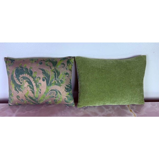 Textile Pair of Fortuny Textile Pillows With Velvet Backs For Sale - Image 7 of 8
