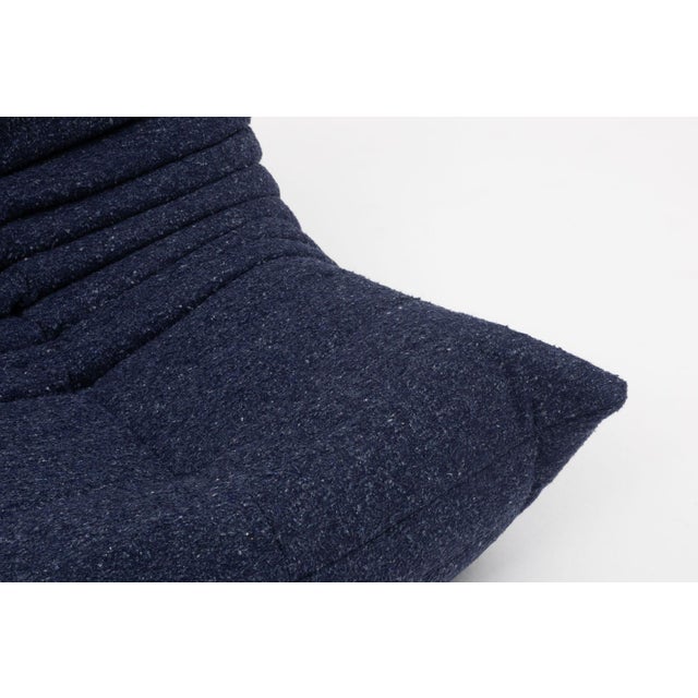 Togo Three-Seater Sofa in Dark Blue Boucle by Michel Ducaroy for Ligne Roset For Sale - Image 3 of 17