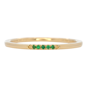 Elegant Green Tsavorite Band Ring in Solid 14k Yellow Gold Jewelry, Size 6.75