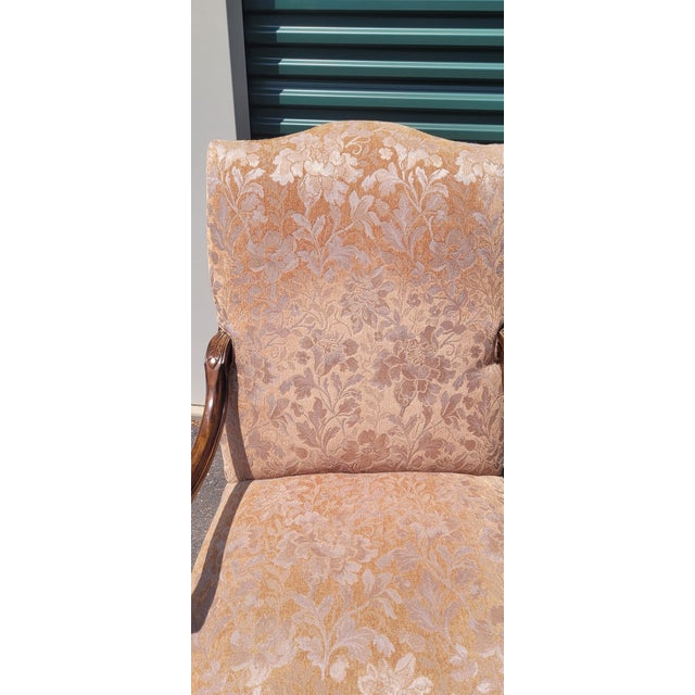 Wood 1990s Fine Pair of Large High Back Georgian Style Armchairs For Sale - Image 7 of 12