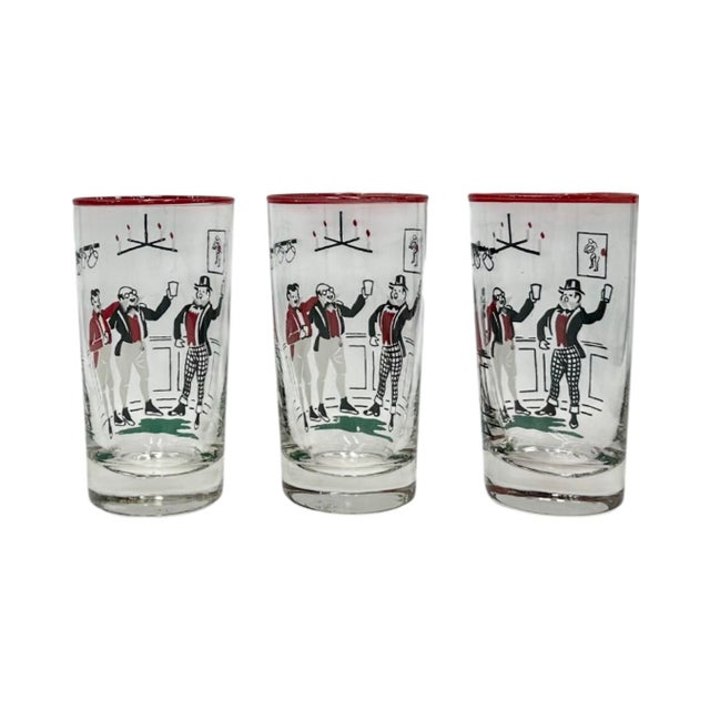 Mid-Century Modern Vintage Libbey Pickwick Dickens Highball Cocktail Glasses - Set 3 For Sale - Image 3 of 9