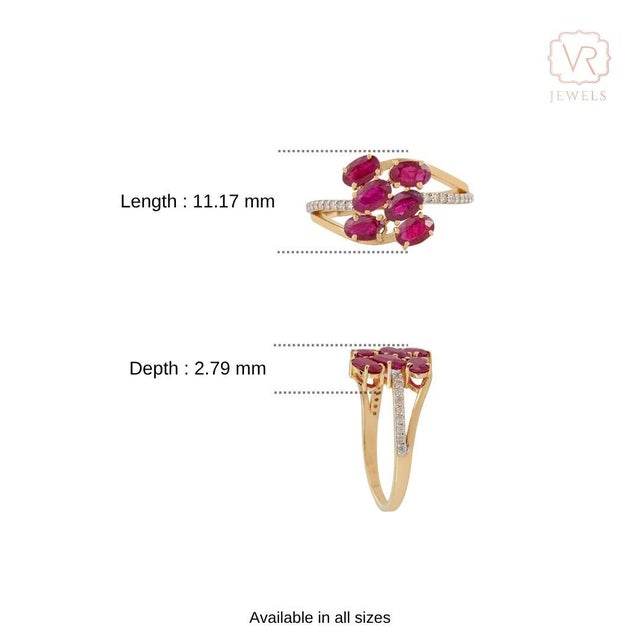 1.74ct Oval Ruby and Diamond Accent Cluster Ring in 14k Yellow Gold Size 7 For Sale - Image 12 of 17