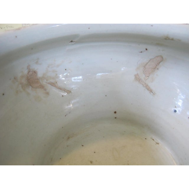 Chinese Blue Porcelain Peonies Scroll Cache Spittoon Planter Pot Bowl For Sale - Image 9 of 9