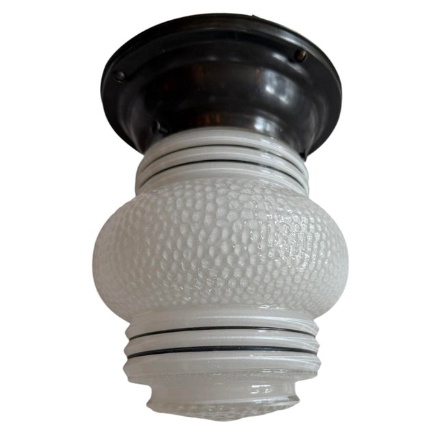 Mid-Century Modern Hobnail Style Ceiling Light Fixture With Black Accent Stripes For Sale - Image 3 of 6