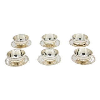 Silver Wash Basins with Beaded Plates, Set of 12 For Sale