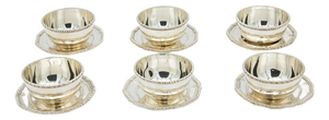 Silver Wash Basins with Beaded Plates, Set of 12