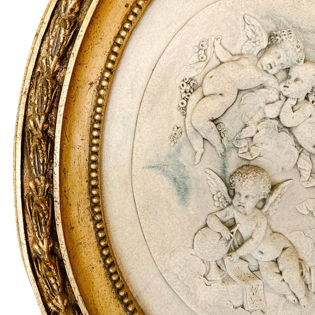 Wood Vintage French Wall Plaque With Winged Cherubs by Mme Leon Bertaux For Sale - Image 7 of 10