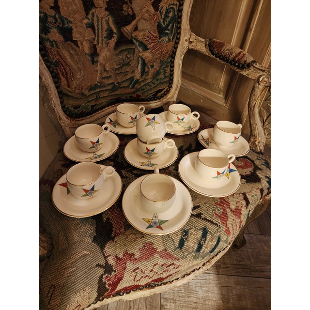 Ceramic Eastern Star Mason's Demitasse Set For Sale - Image 7 of 9