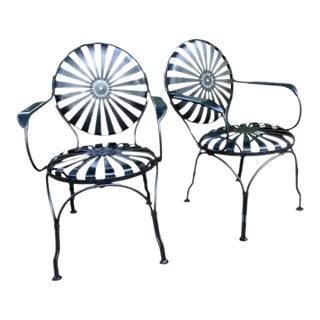 Mis 20th Century Francois Carre Garden Dining Chairs - A Pair, Attributed For Sale