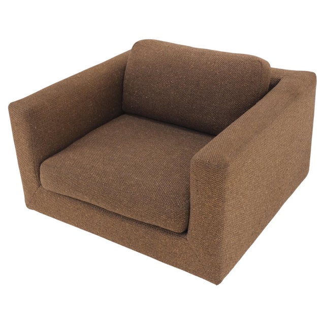 Dunbar Large Cube Shape Oversize Chrome Mirror Base Lounge Club Arm Chair Modern For Sale - Image 11 of 18