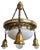 Art Nouveau Polished Brass Chandelier with Opaline Glass Dome, Austria, 1910s For Sale
