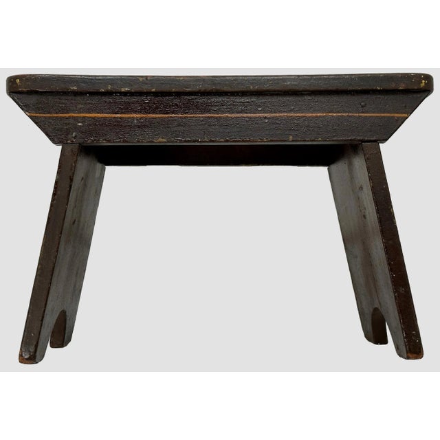 Oxblood Red Antique Hand Made American Victorian Folk Art Wood Fireside Footstool With Hand Oil Painted Flowers & Features For Sale - Image 8 of 13