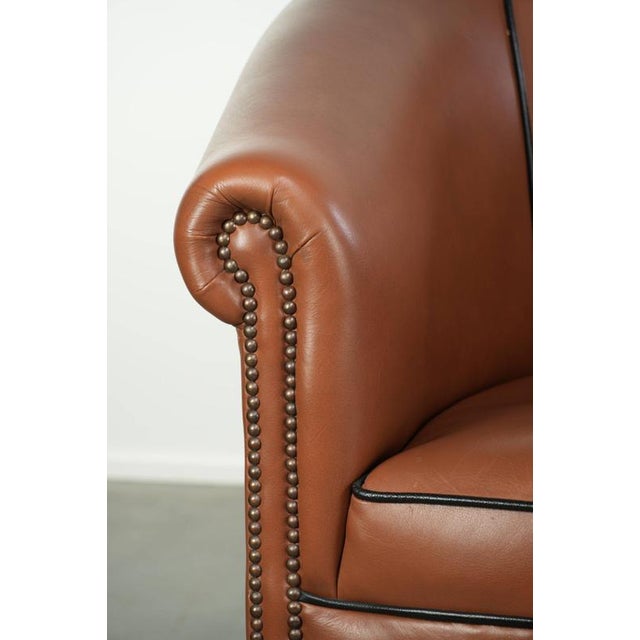 English Cowhide Leather Club Armchair For Sale - Image 10 of 14