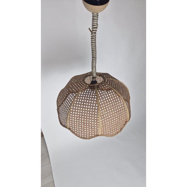 Metal Chandelier in Vienna Straw, 1960s For Sale - Image 7 of 13