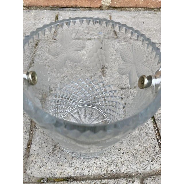 Metal Mid-Century Crystal Glass Ice Bucket, 1960s For Sale - Image 7 of 11