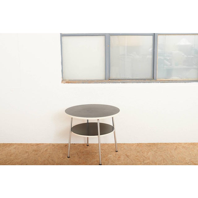 Coffee Table Model 503 with Matte Tubular Steel, Wood with Black Linoleum and Plastic Edging from Gispen, 1954 For Sale - Image 13 of 14