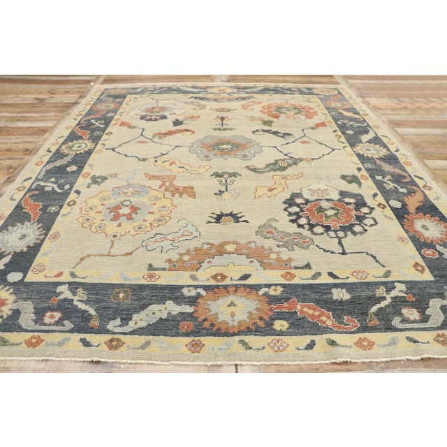 Textile Earth-Tone Turkish Oushak Rug, 08'02 X 09'08 For Sale - Image 7 of 9