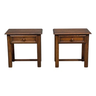 French Modern, Brutalist Nightstands, Oak, France, 1960s For Sale