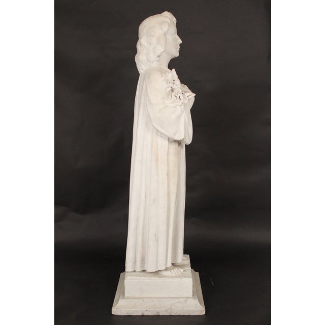 White Marble Statue of a Young Girl For Sale - Image 8 of 13