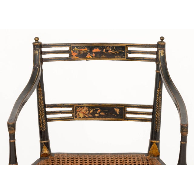 Japonisme Japonisme Painted & Ebonized Armchairs, Near Pair For Sale - Image 3 of 7