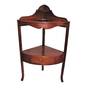Antique American Federal Tiger Maple Corner Wash Stand Circa 1810