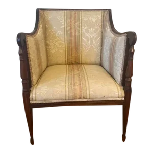Antique English Regency Style Mahogany Upholstered Armchair