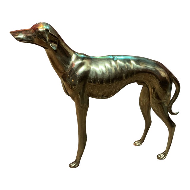 Hollywood Regency Brass Greyhound Dog Statue Chairish